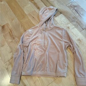 FILA throw back velour pink 1/4 zip sweatshirt
